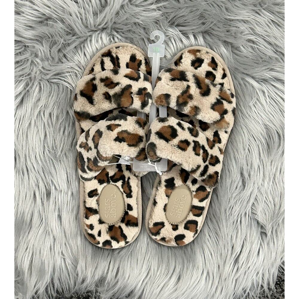 Women's Royal Leopard Slide Slippers - Stars Above Brown Size 10